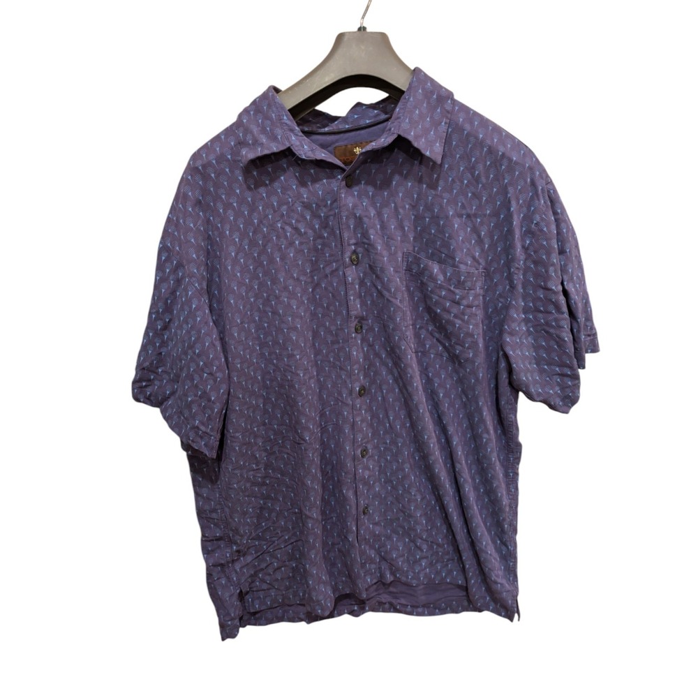 Toscano Mens Short Sleeve Button‎ Up Casual Silk/Rayon XL Hawaiian